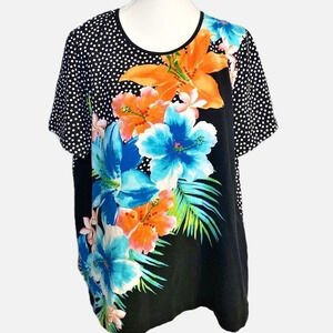 ALFRED DUNNER Top, Tropical & Polka‎ Dots